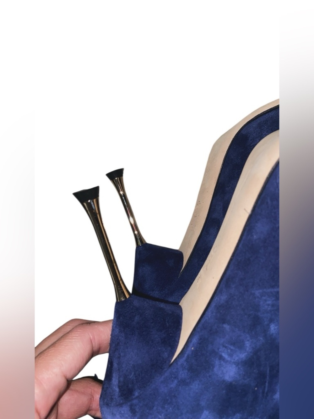 NWOB Brian Atwood royal blue suede peep-toe booties size 39 1/2 - Picture 5 of 8